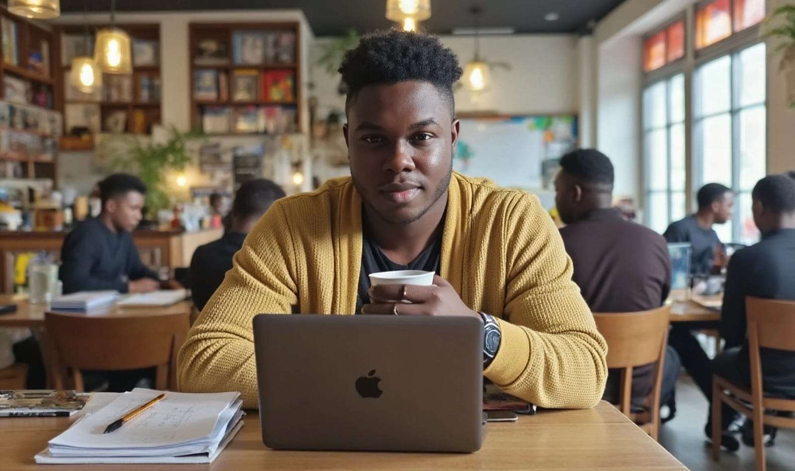 Professor Yann Amoussou ensinando francês